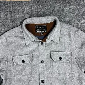 JACHS New York Jacket Men's M Gray Quilted Herringbone Lined Shirt Shacket